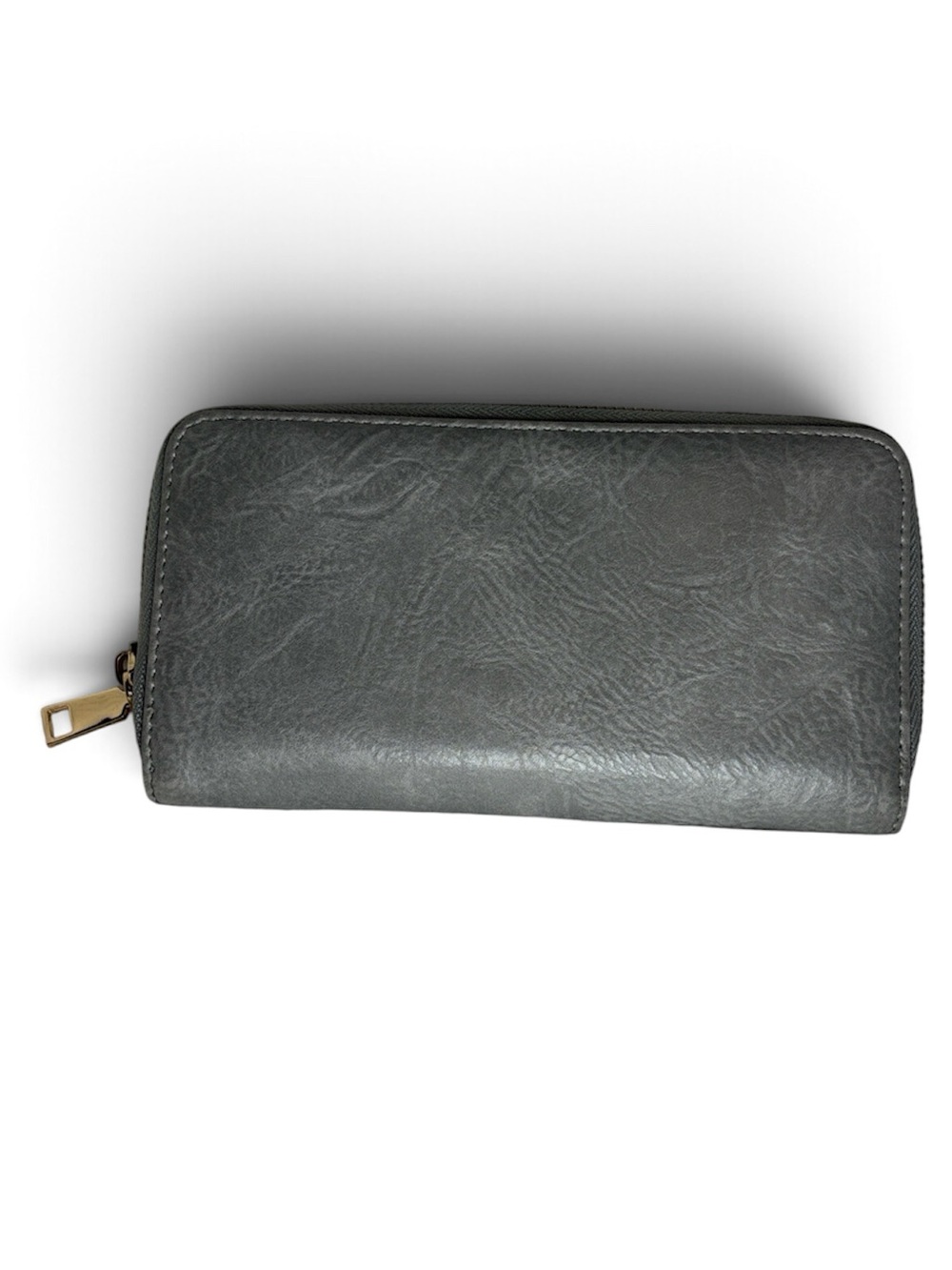 Gray Zip-Around Leather Wallet - Modern Women's Wallet